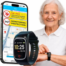 Alert Smartband for Seniors No Call Center Auto Fall Detection, GPS Tracking, Heart Rate Monitor with SOS Button