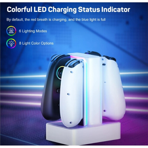 Light Charging Dock for  Joy Con & OLED Model Controller with RGB Light,Anti-Slip Stable 1