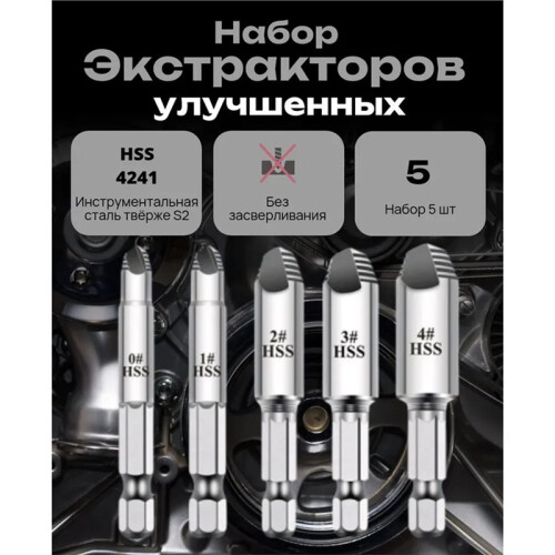 Drill Bits 5pcs Drill Out Damaged Screws Extractor Bolts Remover Handymen Broken Bolt Stud Removal Tool Kit with Box 2