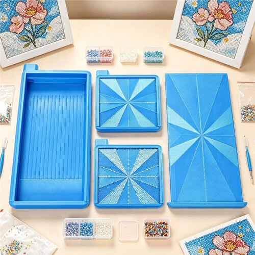 Diamond Painting Tool Set, Multi-Function Flip Drill Tray with Sorting Grooves, Storage Lid 1