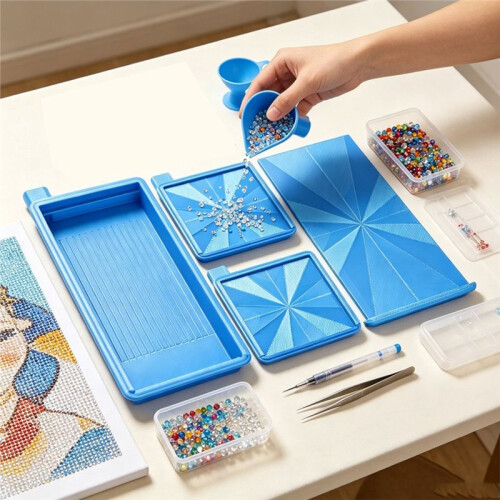 Diamond Painting Tool Set, Multi-Function Flip Drill Tray with Sorting Grooves, Storage Lid 2