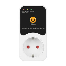 16A Voltage Protector Socket with Digital Display and Countdown Timer Multifunctional High/Low Voltage Protector EU Plug