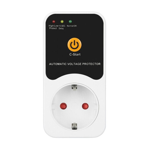 16A Voltage Protector Socket with Digital Display and Countdown Timer Multifunctional High/Low Voltage Protector EU Plug