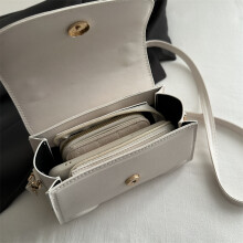 Sac à bandoulière pour femme, cuir PU, blanc, sac messager à poche intérieure