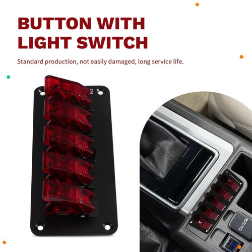 Auto Ignition  Panel Start Push Button LED Indicator for Racing Car Vehicles 12V 20A 5 Rocker Toggle  Panel 2