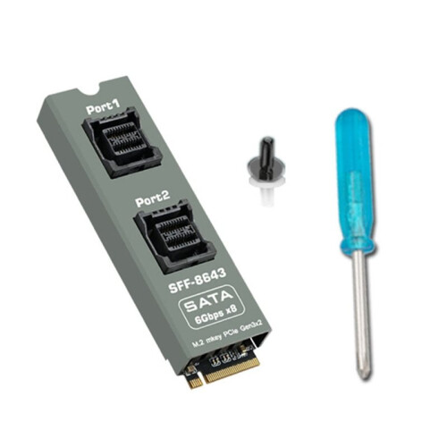Placa de Expansão para Disco Rígido M.2 (M-Key) para Dual SFF-8643 (8x  6Gbps) para NAS, para Synology e Linux