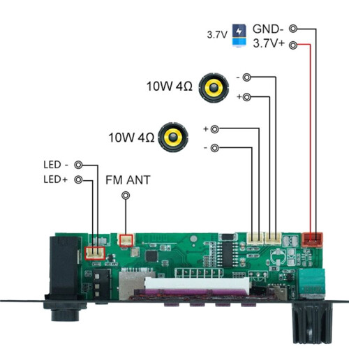 3.7V  Amplifier Board Square Dance 10W+10W Speaker Raido AMP Support  AUX U-Disk Home Theater DIY 2