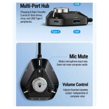 Multi-Port Audio Adapter: USB + Type-C Expansion, Stereo Ljudkort med Oberoende Volymkontroll och Mikrofonbrytare