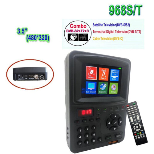 Medidor de Sinal de Busca de Satélite DVB-S2 DVB-T2 DVB-C KPT-968ST Teste de Sinal DVB-S/S2 MP4 Receptor de Satélite Plugue EU 2