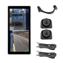 Truck Electronic Side-View Mirror 10.36" AHD BSD Blind Spot Monitor 2 Split Screen DVR Rearview Camera for Bus RV