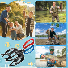 4Pack Fish Gripper, Non-Slip 3 Claw Metal Fishing Pliers for Fish Control Clamp, Colorful Long Handle Grabber