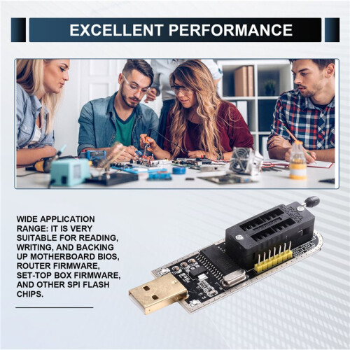 CH341B Programmer USB EEPROM Flash BIOS Programmer Kit with SOP8 Test Clip Cable, 1.8V Adapter for NOR NAND Programming 2