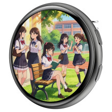 1.50-Inch Electronic Badge Full Touchscreen, Trendy Toy, Anime Badge, Stylish and Cool Standby Mode Black