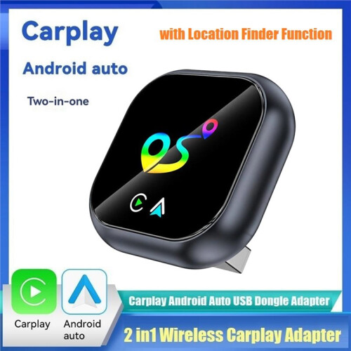 2in1 Wireless Carplay Android AUTO Adapter AI Box Location Finder Function Bluetooth5.0+WiFi Wired to Wireless Carplay B 1