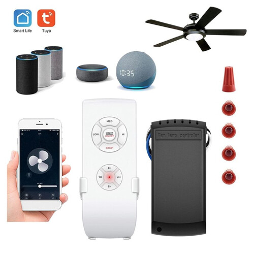 TUYA WIFI Universal Ceiling Fan Remote Control Kit Adjustable 3 Wind Speed/Timing  Lamp Transmitter Receiver 220V 1