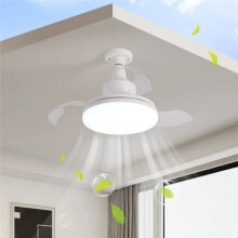 Retractable Ceiling Fan with Lights,with Remote Control,Retractable Blades,Dimmable,for Bedroom Living Room Dining Room,