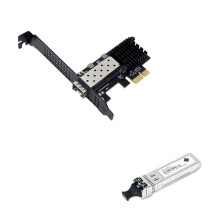 Placa de Rede de Fibra 10G SFP+ PCIe 4.0 X1 RTL8127ATF com Módulo Óptico SR850nm 300m para Velocidades de Rede Multi-Gigabit