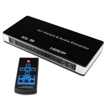 5X1 -Compatible Switcher with Audio Extractor Switcher 5 in 1 Out 4K with R/L ARC Audio Extractor with IR Remote EU