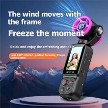 2 in 1 Handheld Gimbal Camera with Cooling Fan 180 Handheld Pocket Camera Rotatable HD Vlog Action Camera 64GB A