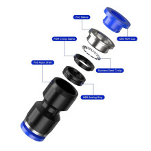 Gerader Reduzierer PG 100 Stück Pneumatische Fittings 2-Wege Luft-Wasser-Schlauch Steckverbinder Schnellverbinder PG8-4