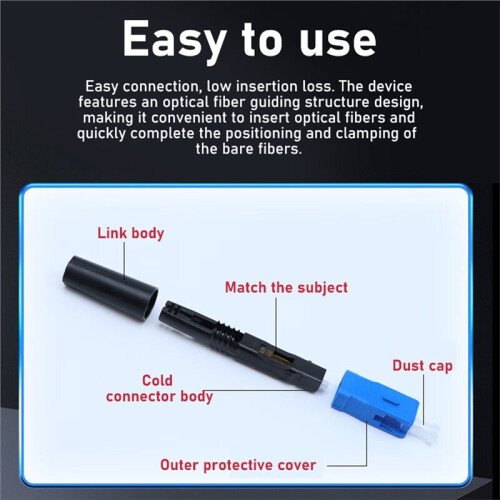 Fiber Optic Fast Connector Ftth Cold Connector Sc/Upc High Quality Fast Connector Assembly Tools 50Pcs 2