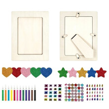 Kit di Artigianato per Cornici Fotografiche In Legno DIY per Bambini 18 Cornici con 12 Penne Colorate e Adesivi A Tema per Decorazione Artistica
