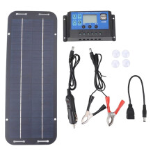 Kit de Panneau Solaire 18V Étanche pour Camping en Extérieur, Chargeur de Batterie avec Panneau Solaire et Chargeur de Voiture USB pour Voiture,