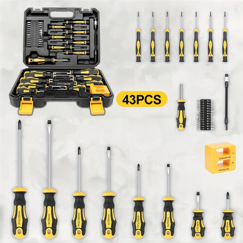 Magnetic Screwdriver Set 43pcs Precisious Crossing Screwdriver Screwdriver Bits with Sturdy Tool Box Repair Hand Tools 1