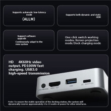 Dock Portátil NS35 para 1/2, Estación de Acoplamiento Compacta con Adaptador de Carga USB-C PD y Puerto USB 3.0