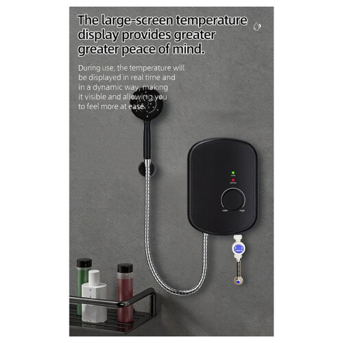 Compact  Instant Demand Water Heater with Bathroom Shower  and Temperature Control AD UK Plug