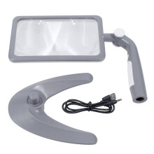 1pc Lente de Aumento 2.5X com 48 LEDs 3 Modos de Luz Suporte Mão Livre para Leitura de Idosos