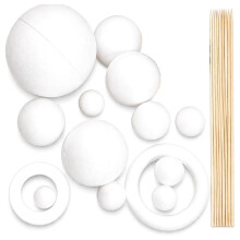 Solar System Kit - DIY Planet Model Set with Foam Balls & Bamboo Sticks for School Projects, Crafts
