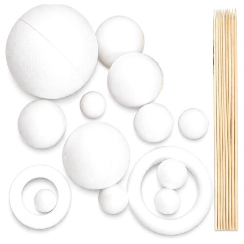 Solar System  Kit - DIY Planet Model Set with Foam Balls & Bamboo Sticks for School Projects, Crafts