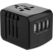 Travel Adapter with 4 USB , International Plug Adapter 2000W 3.4A Power Charger 100‑250V Outlet All‑in‑One