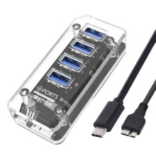 Hub Transparente USB C HUB 3.0 Divisor de Transmissão de Dados de Carregamento para Celular PC Laptop Computadores Tablets