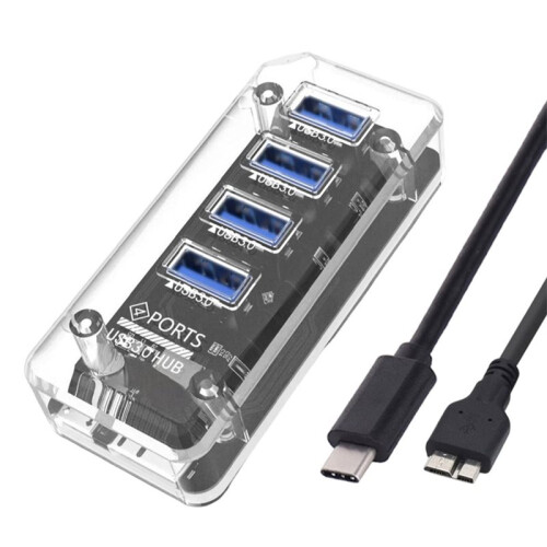 Transparent Hub USB C HUB 3.0 Splitter USB Data Transmission Charging for Mobile Phone PC Laptop Computer Tablets