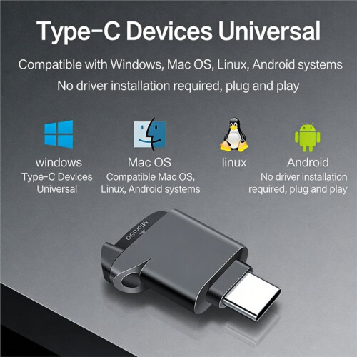 Type-C 2.0  TF Card Reader External Storage Portable USB-C Adapter Compact and Stretchable Design for Data Transfer 2
