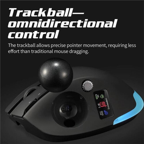 Wireless Trackball Mouse Tri-Mode 8 Programmable Buttons Multifunctional RGB Ergonomic Mice with Display Screen 2