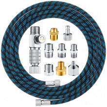 Tuyau D'Aérographe en Nylon Tressé de 10 Pieds avec Adaptateur Standard 1/8"-1/4" et Coupleur de Déconnexion Rapide, Kit D'Aérographe