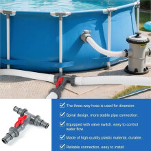Poolschlauchanschluss mit Absperrventil, 1,5" zu 1,5" T-Stück Poolschlauchadapter für Oberirdische Poolfilterpumpe & Vakuum