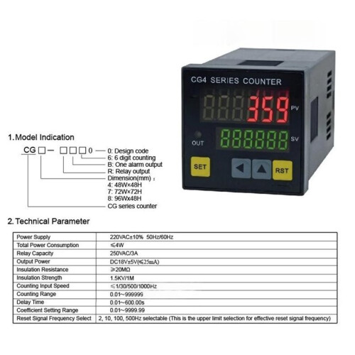 Electric Digital Counter CG4-RB60 48x48mm for DIY Electrical Projects 1