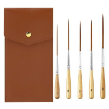 5-Piece Long-Tip Fine- Brush Set with Storage Pouch-Suitable for Outlining and Painting, Ideal for Artistic Creation
