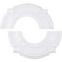 Geteiltes Design 12" Deckenmedaillon für Lichter & Ventilatoren - 5" Ausschnitt, Abnehmbare PU-Segmente, Weiße Deckenplatte Dekor