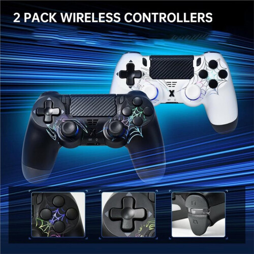 Wireless Game Controller for PS4/PC, Hall Effect Joystick, RGB Lighting, 6-Axis Gyro, Touchpad Game Controller Black 1