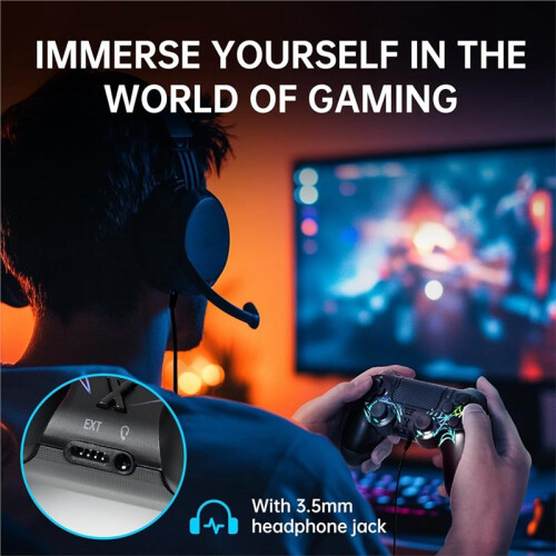 Wireless Game Controller for PS4/PC, Hall Effect Joystick, RGB Lighting, 6-Axis Gyro, Touchpad Game Controller Black 2