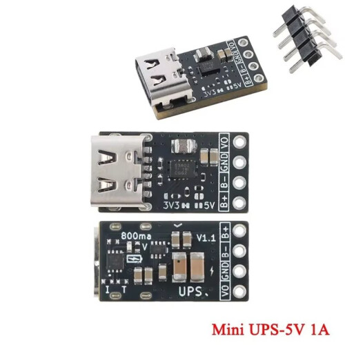 UPS Power Module with Type C 3.3V 5V Output 1.5A Lithium Battery Charging 5V 2