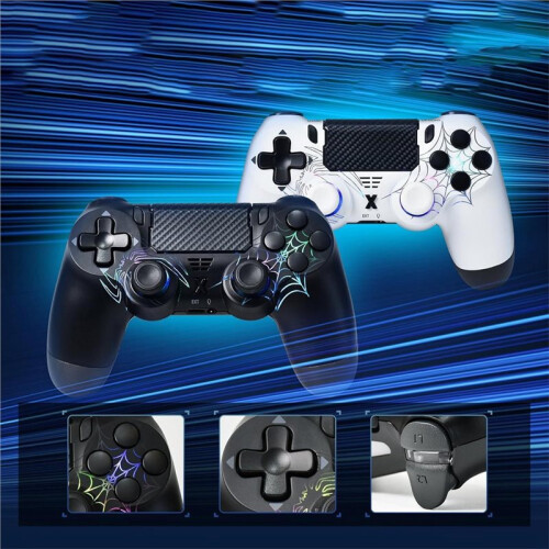Draadloze Game Controller voor PS4/PC, Hall Effect Joystick, RGB Verlichting, 6-Axis Gyro, Touchpad Game Controller Wit 2