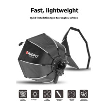 TRIOPO KS2-65cm Faltbarer Achteckiger Softbox-Fotodiffusor für V860III TT600 Speedlite Blitzlicht mit Gitter