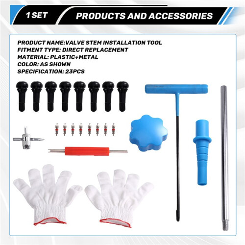23PCS Car Tire Valve Stem Installation Tool Kit Valve Core Puller Set for Repair with Maintenance Tools
