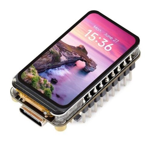 Waveshare Placa de Desenvolvimento LCD ESP32-C5 de 1,47 Polegadas WiFi 6 BT 5 172x320 262K Cores Utilizando RISC-V de 32 Bits com Conector Soldado